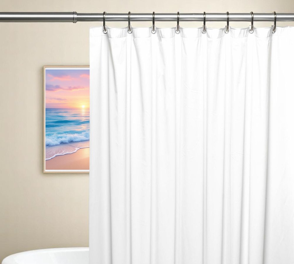 72" White Vinyl Shower Curtain Liner