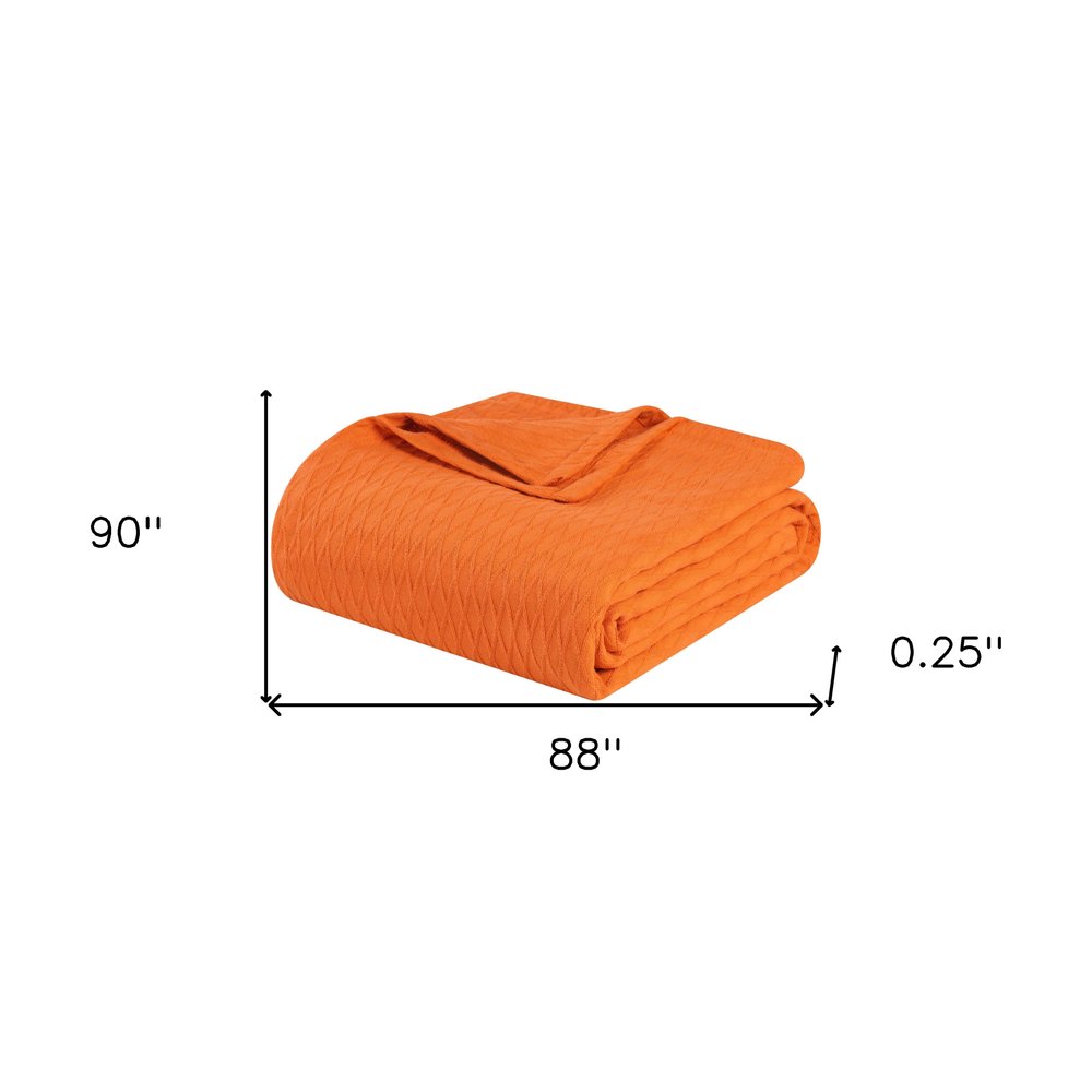 Queen Burnt Orange Cotton Woven Geometric Blanket
