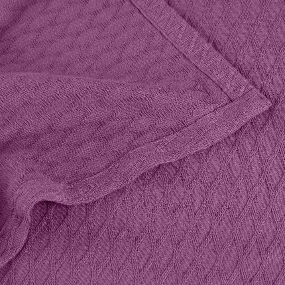 Queen Purple Cotton Woven Geometric Blanket