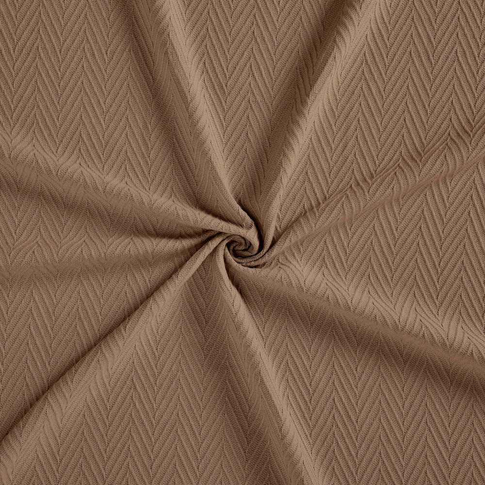 Queen Taupe Cotton Woven Chevron Blanket