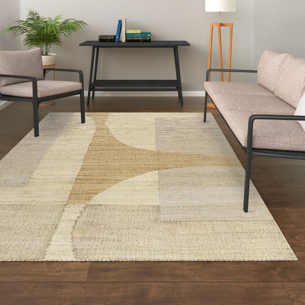 9' X 12' Natural and Ivory Abstract Hand Woven Area Rug