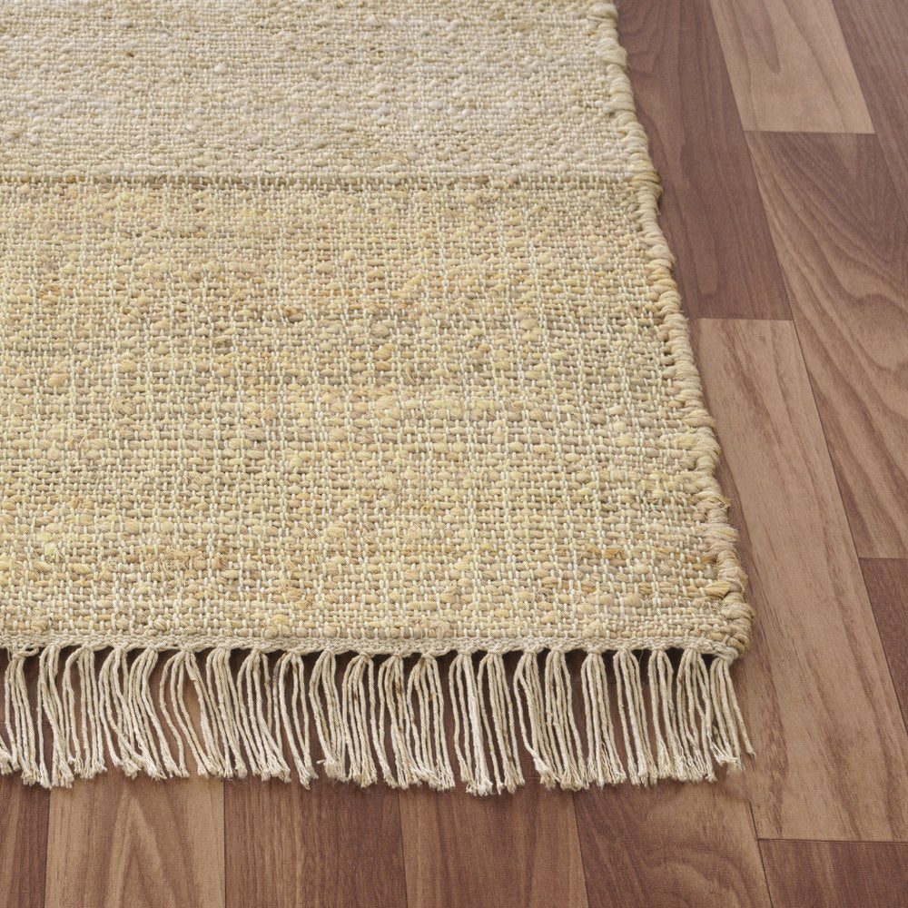 9' X 12' Natural and Ivory Abstract Hand Woven Area Rug