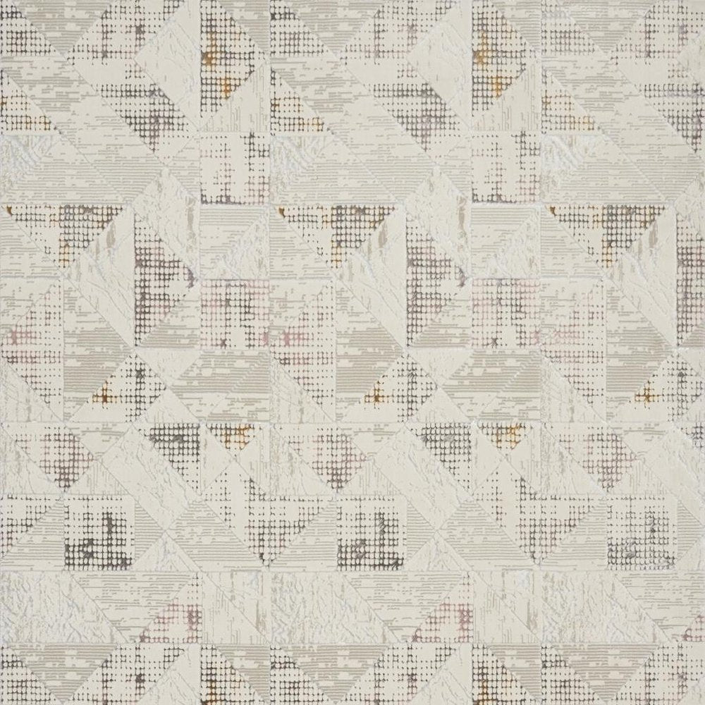 9' X 13' Ivory Teal Blue and Black Abstract Non Skid Area Rug