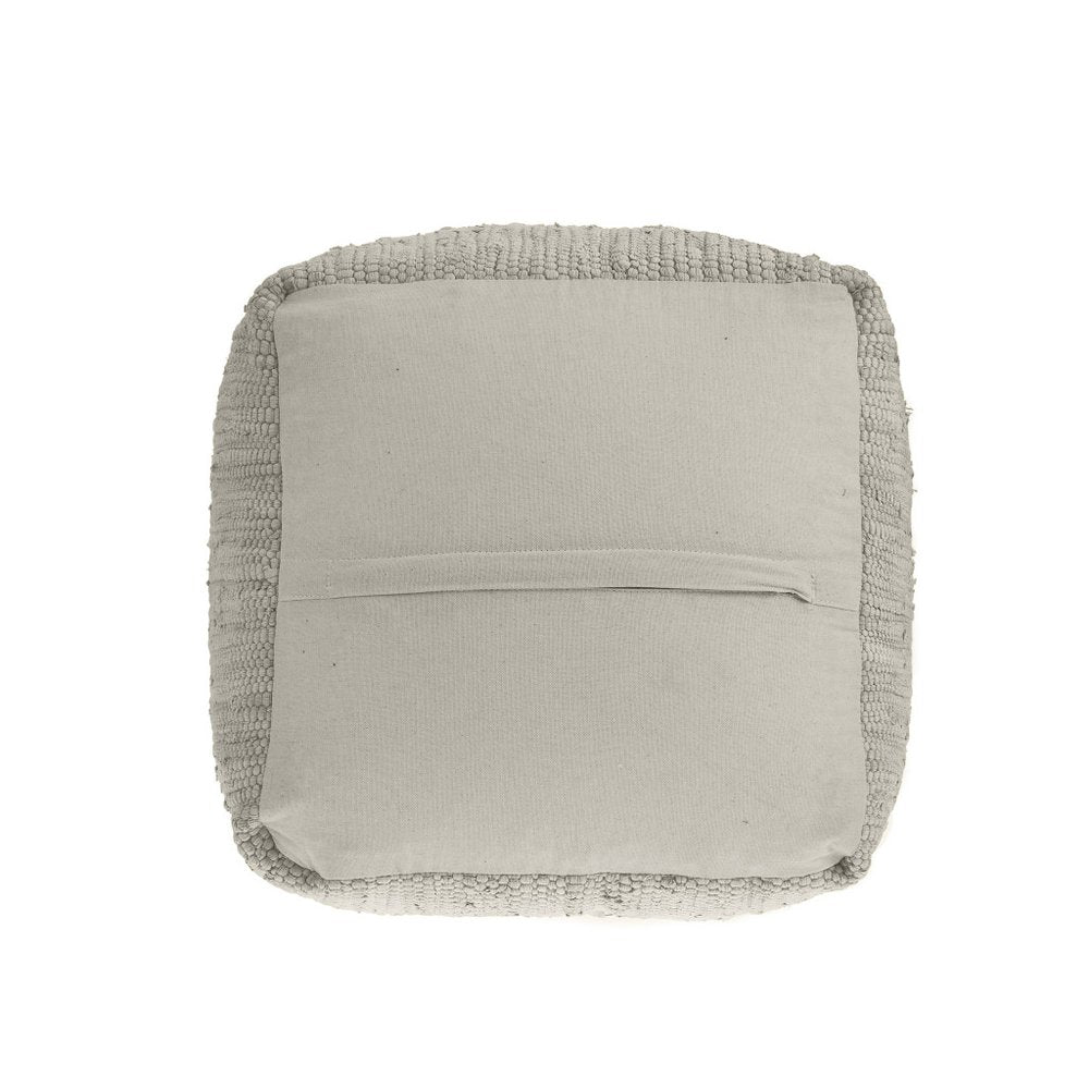 18" Gray and Natural Cotton And Jute Cube Pouf Ottoman