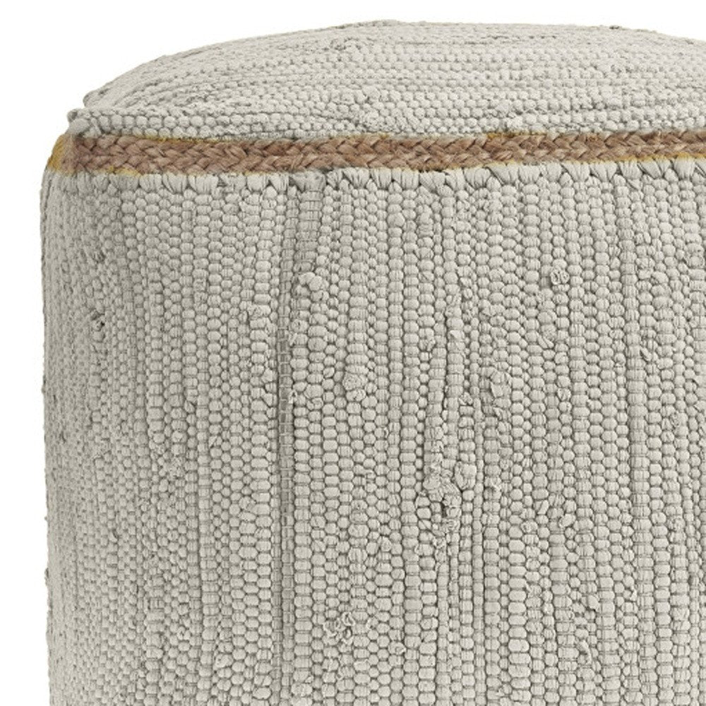 18" Gray and Natural Cotton And Jute Cube Pouf Ottoman