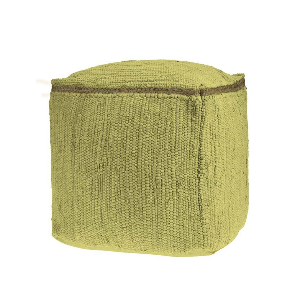 18" Gray and Natural Cotton And Jute Cube Pouf Ottoman