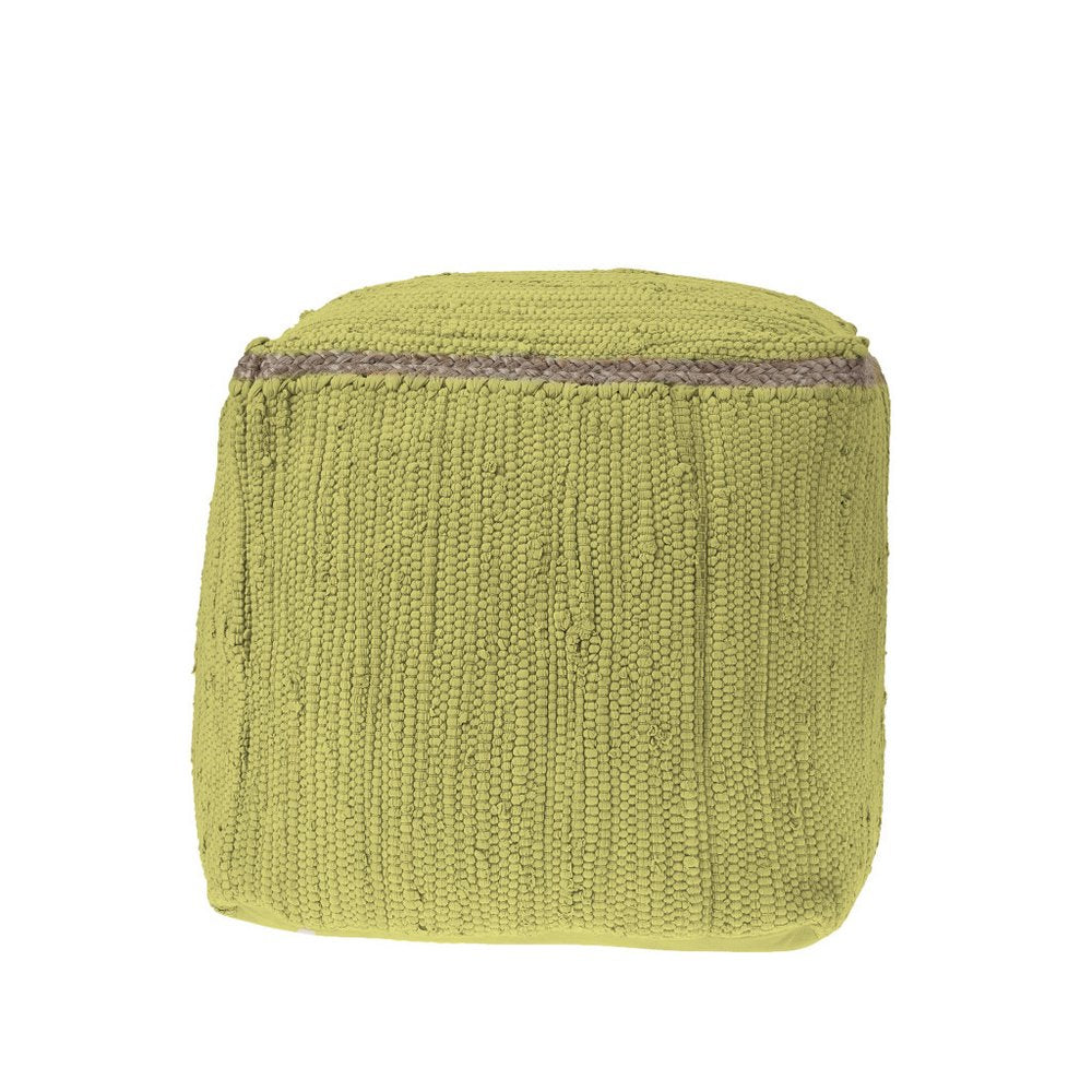 18" Gray and Natural Cotton And Jute Cube Pouf Ottoman