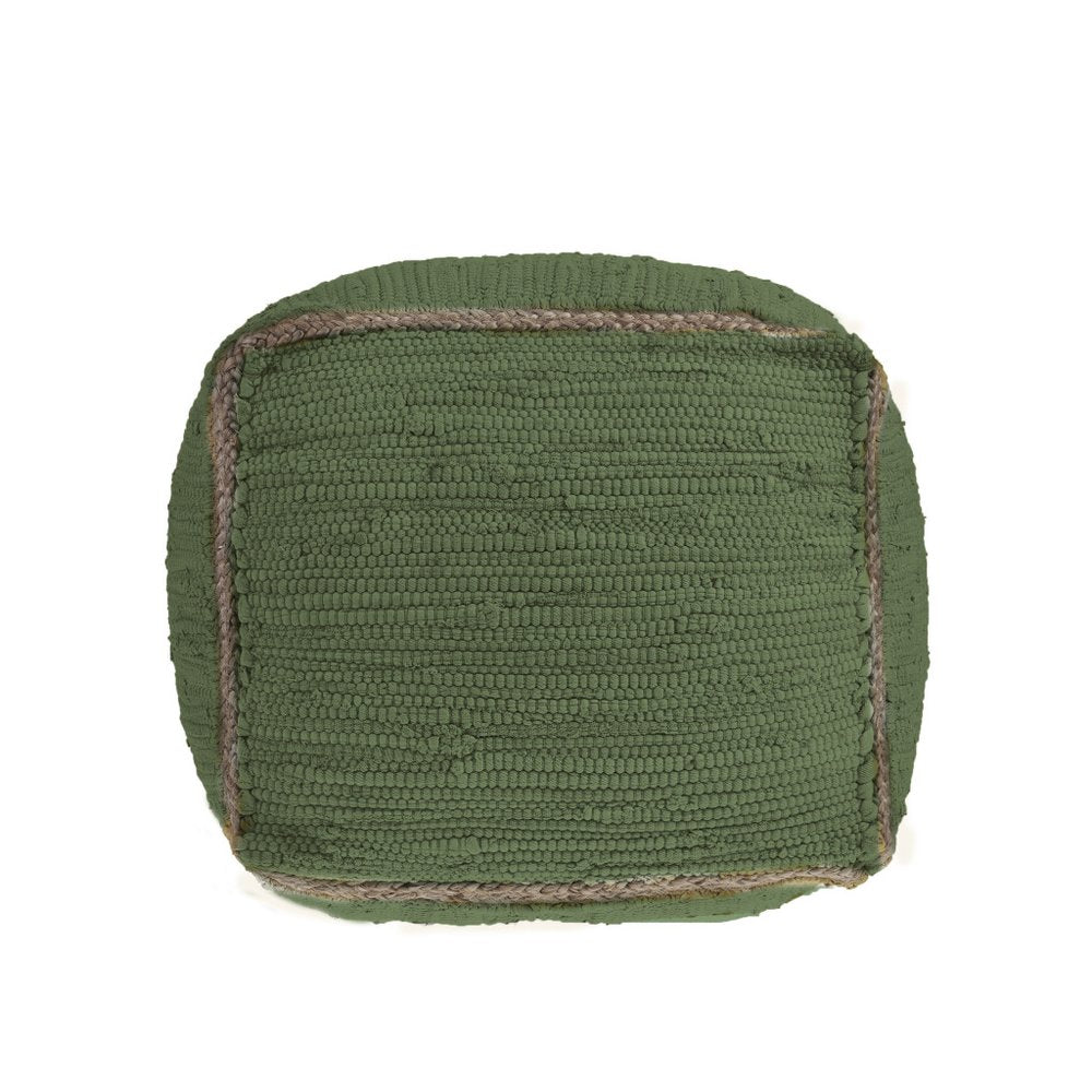 18" Gray and Natural Cotton And Jute Cube Pouf Ottoman