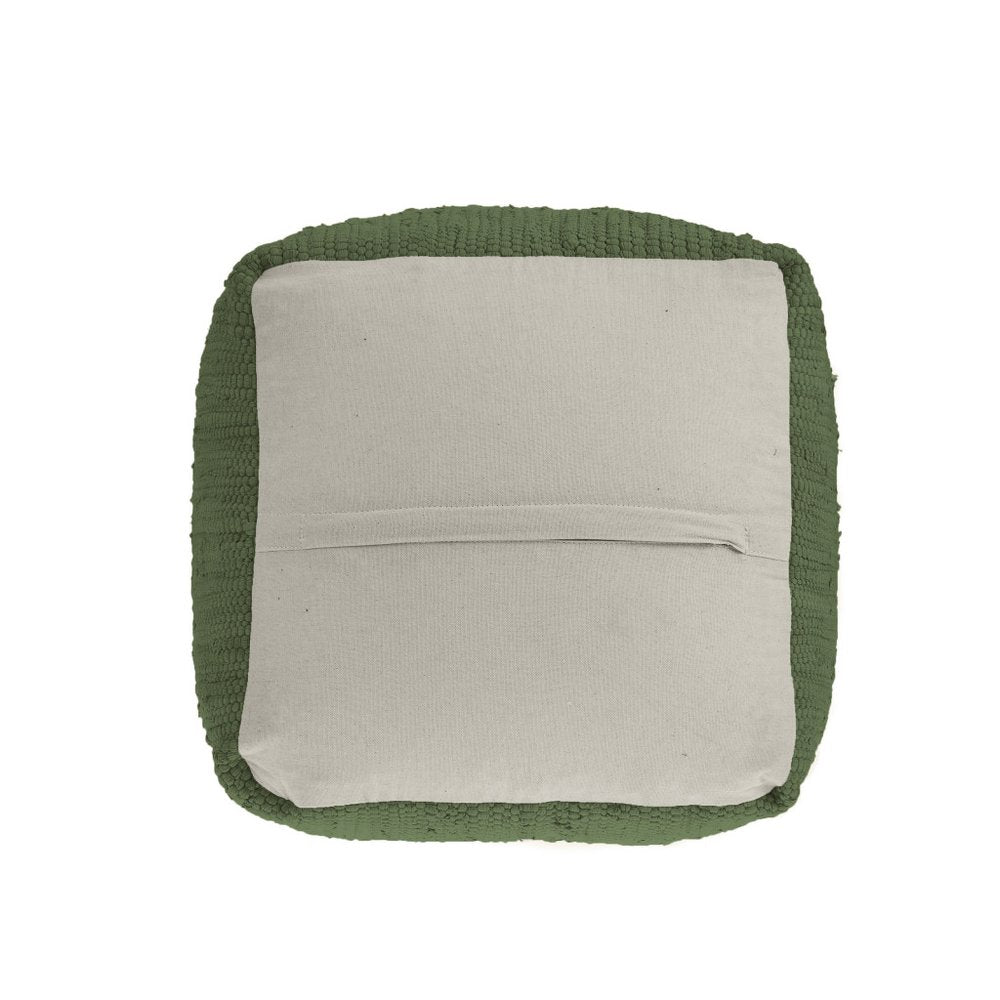 18" Gray and Natural Cotton And Jute Cube Pouf Ottoman