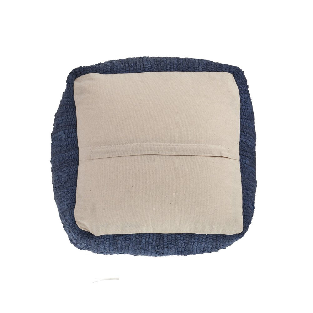 18" Gray and Natural Cotton And Jute Cube Pouf Ottoman