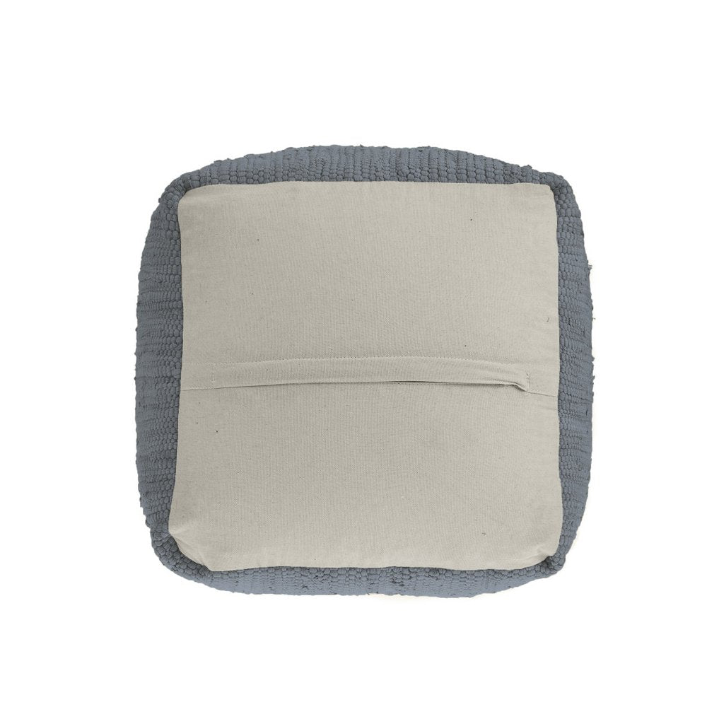 18" Gray and Natural Cotton And Jute Cube Pouf Ottoman