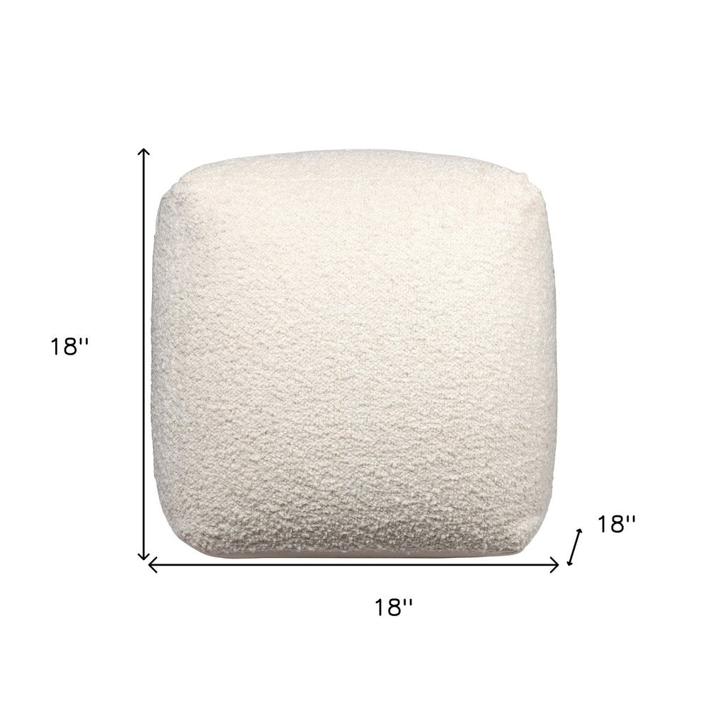 18" Beige Polyester Cube Outdoor Pouf Ottoman