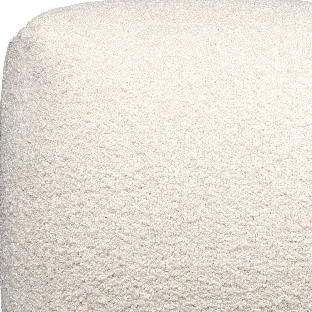18" Beige Polyester Cube Outdoor Pouf Ottoman