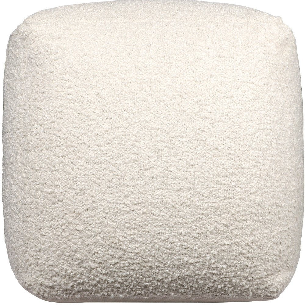 18" Beige Polyester Cube Outdoor Pouf Ottoman