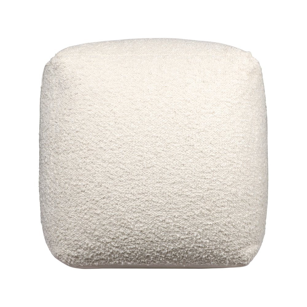 18" Beige Polyester Cube Outdoor Pouf Ottoman