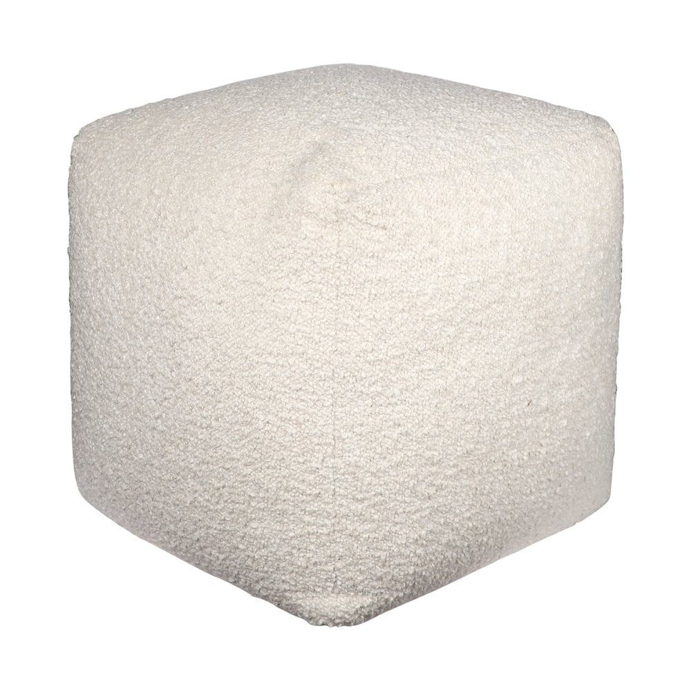 18" Beige Polyester Cube Outdoor Pouf Ottoman