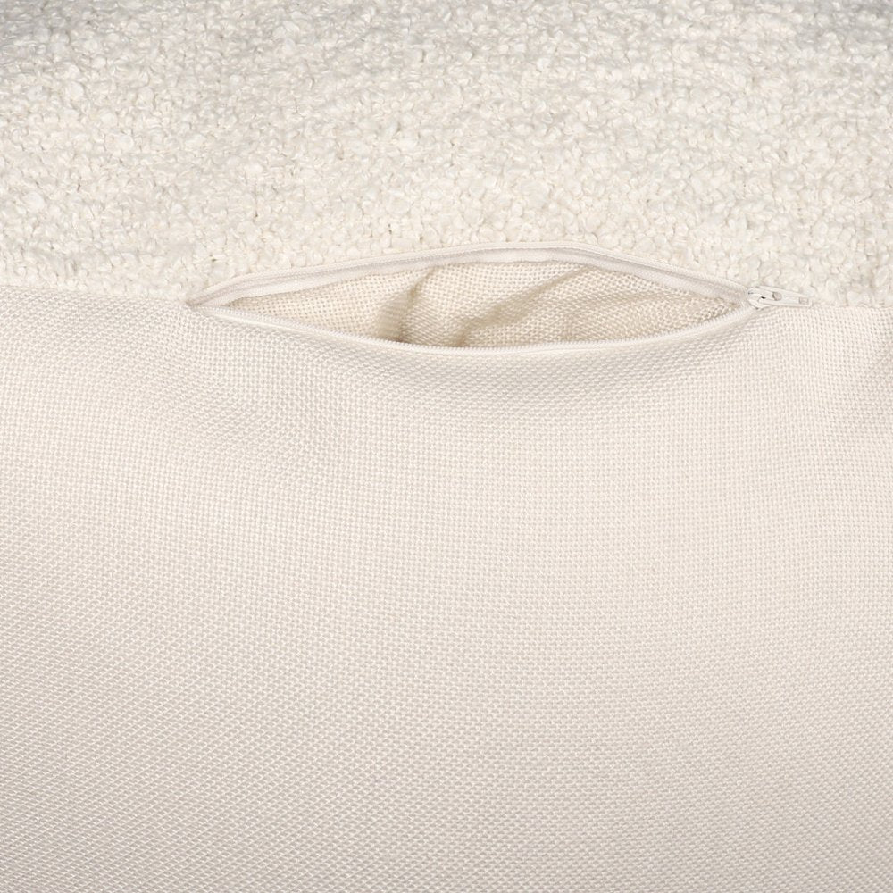 18" Beige Polyester Cube Outdoor Pouf Ottoman