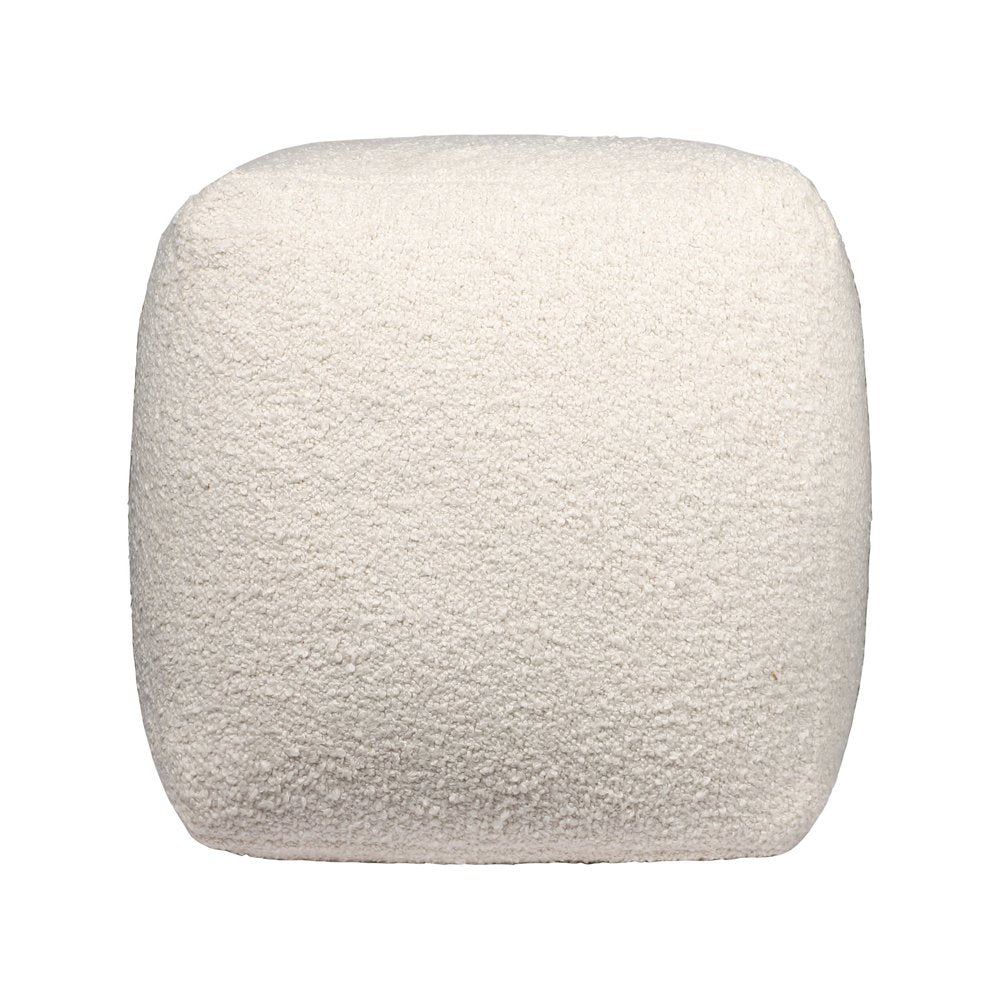 18" Beige Polyester Cube Outdoor Pouf Ottoman