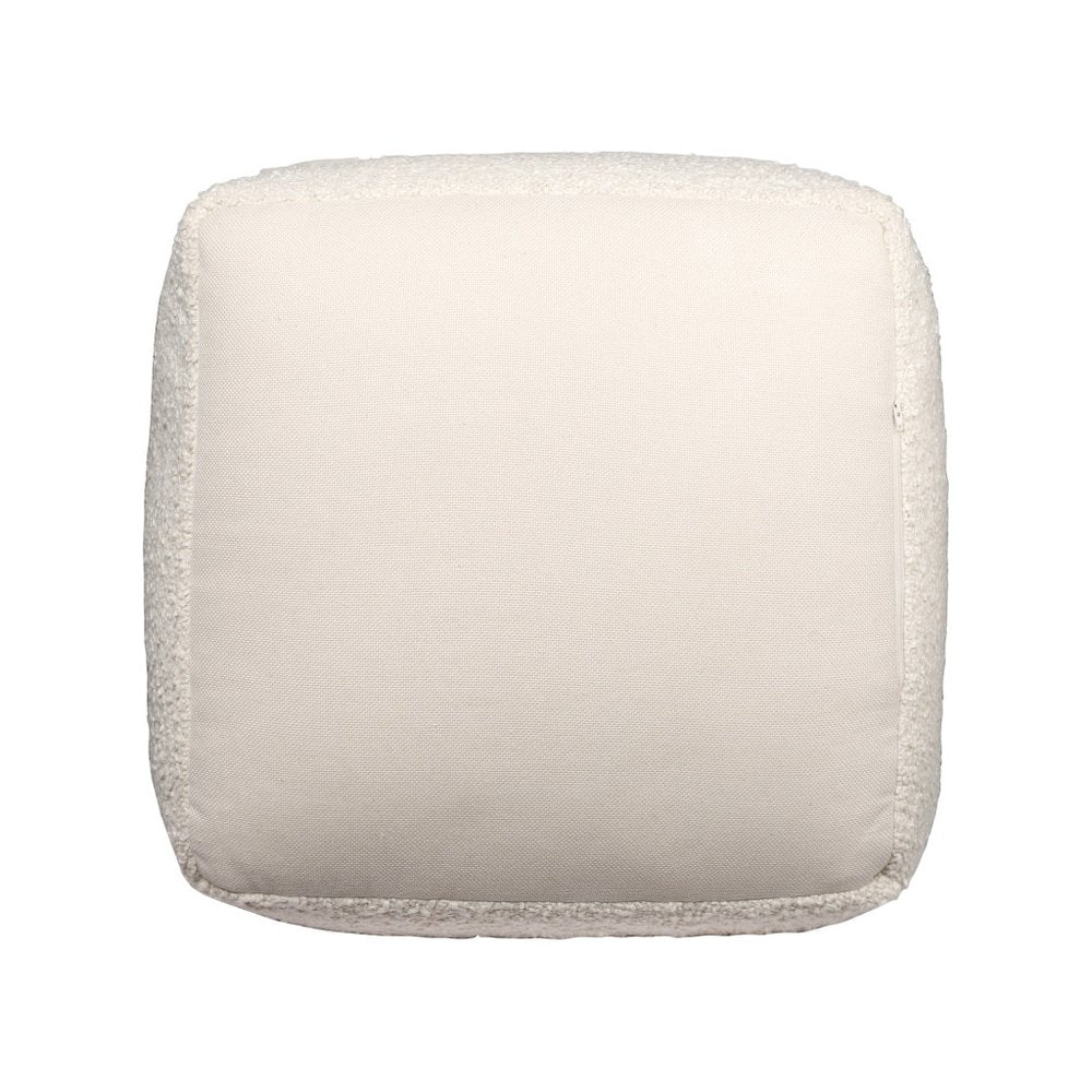 18" Beige Polyester Cube Outdoor Pouf Ottoman