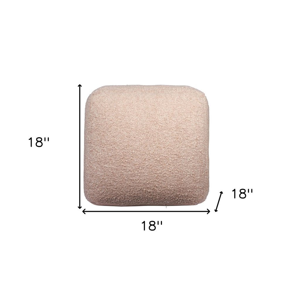 18" Beige Polyester Cube Outdoor Pouf Ottoman
