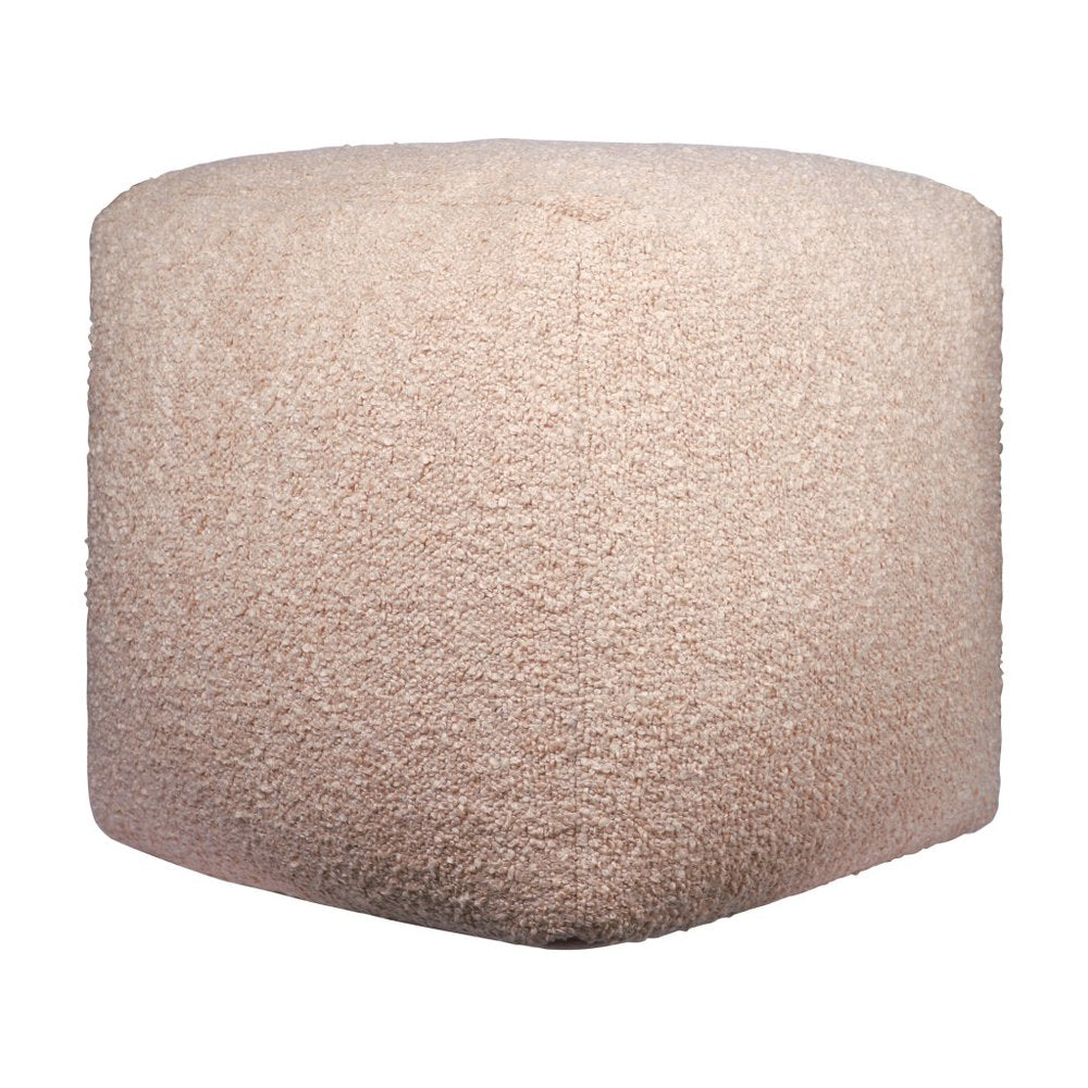 18" Beige Polyester Cube Outdoor Pouf Ottoman