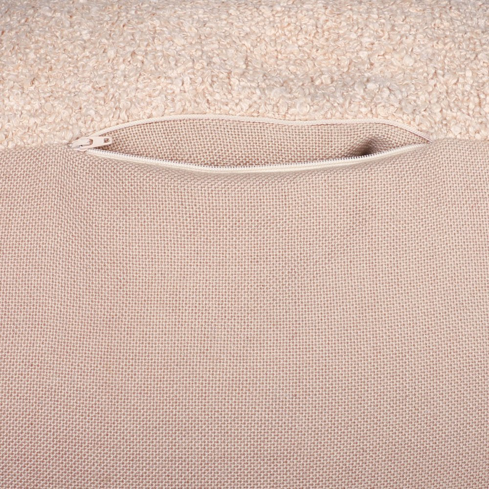 18" Beige Polyester Cube Outdoor Pouf Ottoman