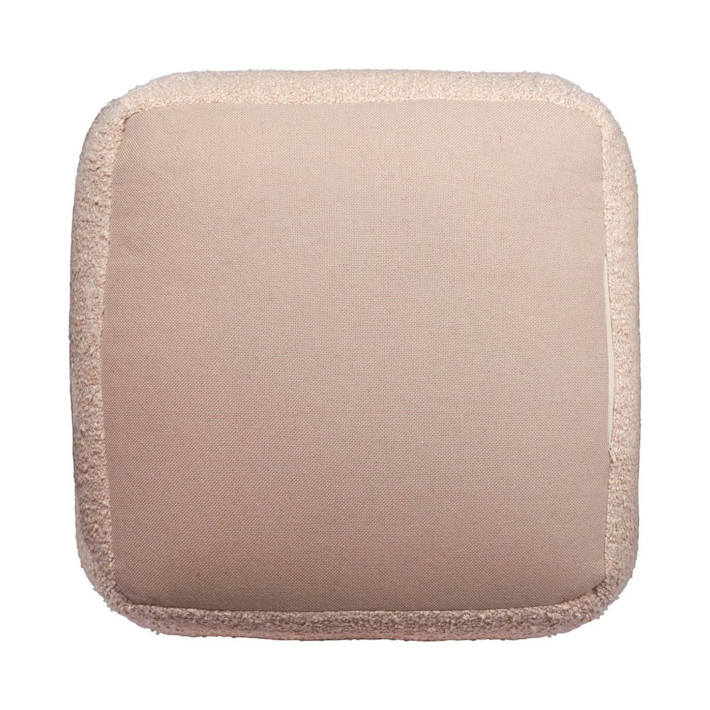 18" Beige Polyester Cube Outdoor Pouf Ottoman