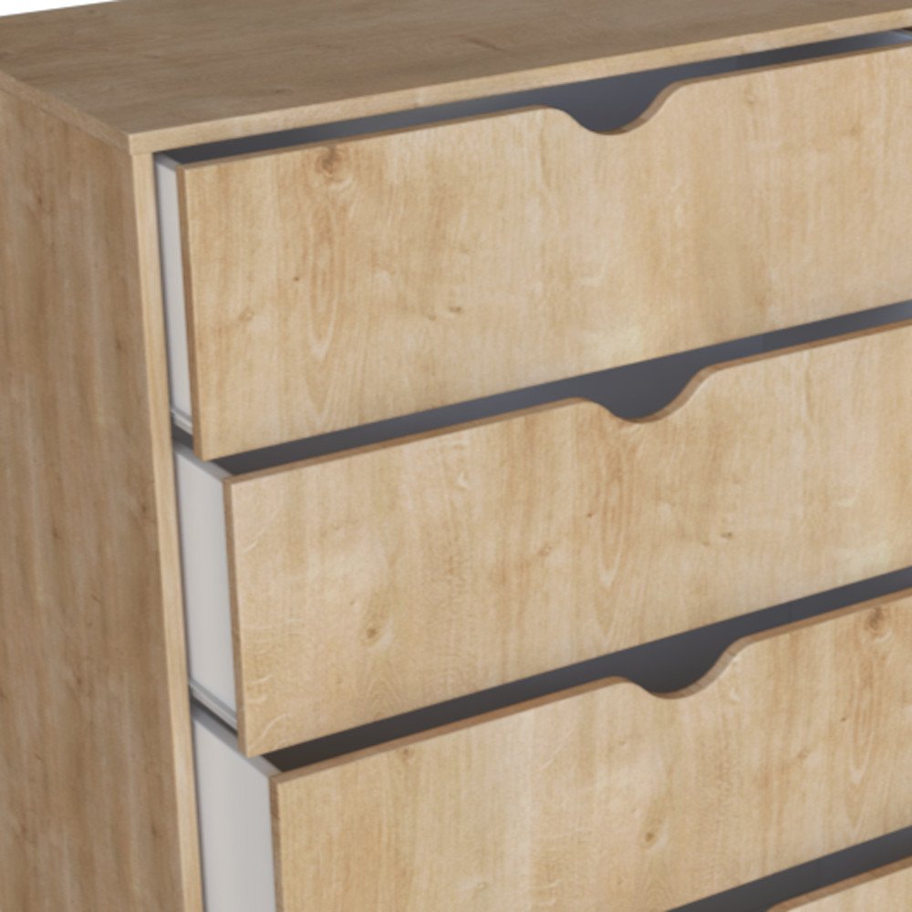 Cómoda de cuatro cajones de madera natural de 30"
