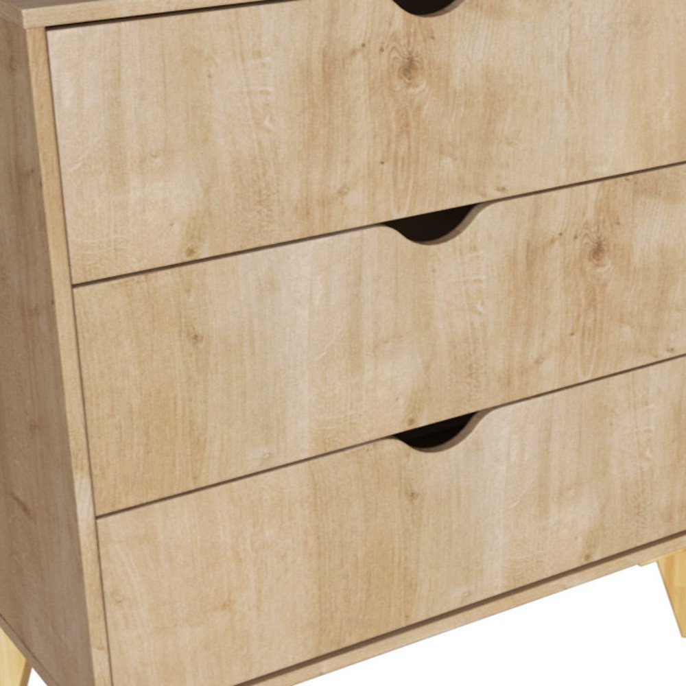 Cómoda de tres cajones de madera natural de 30"