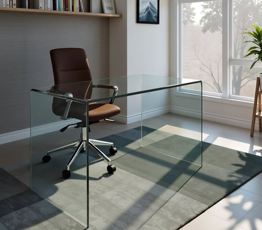 50" Clear Glass Computer Desk