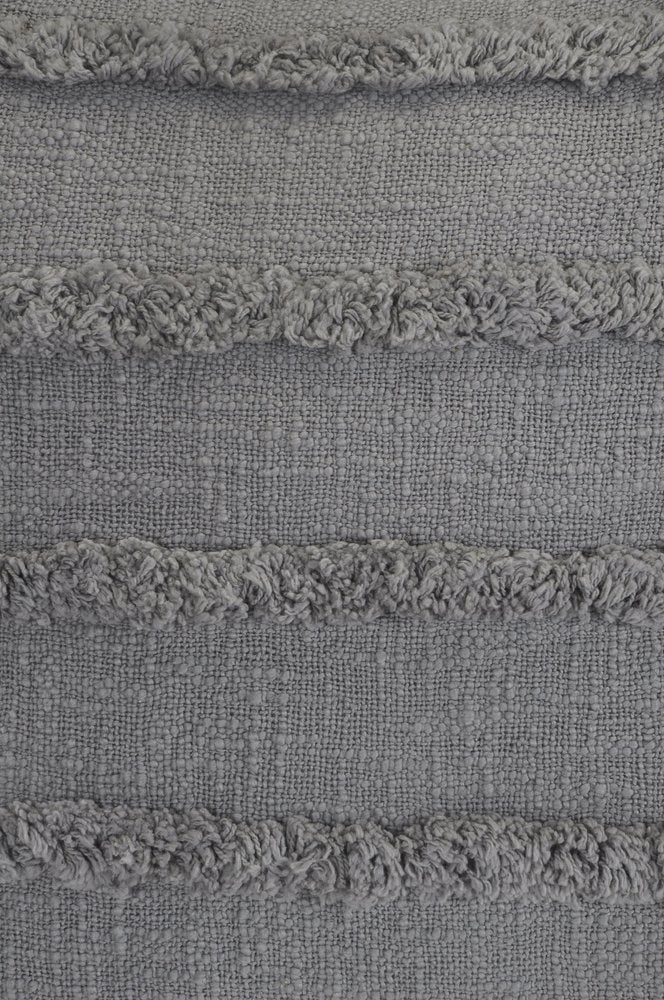 Set of Two Navy Blue Ribbed Cotton Throw Pillow With Fringe
