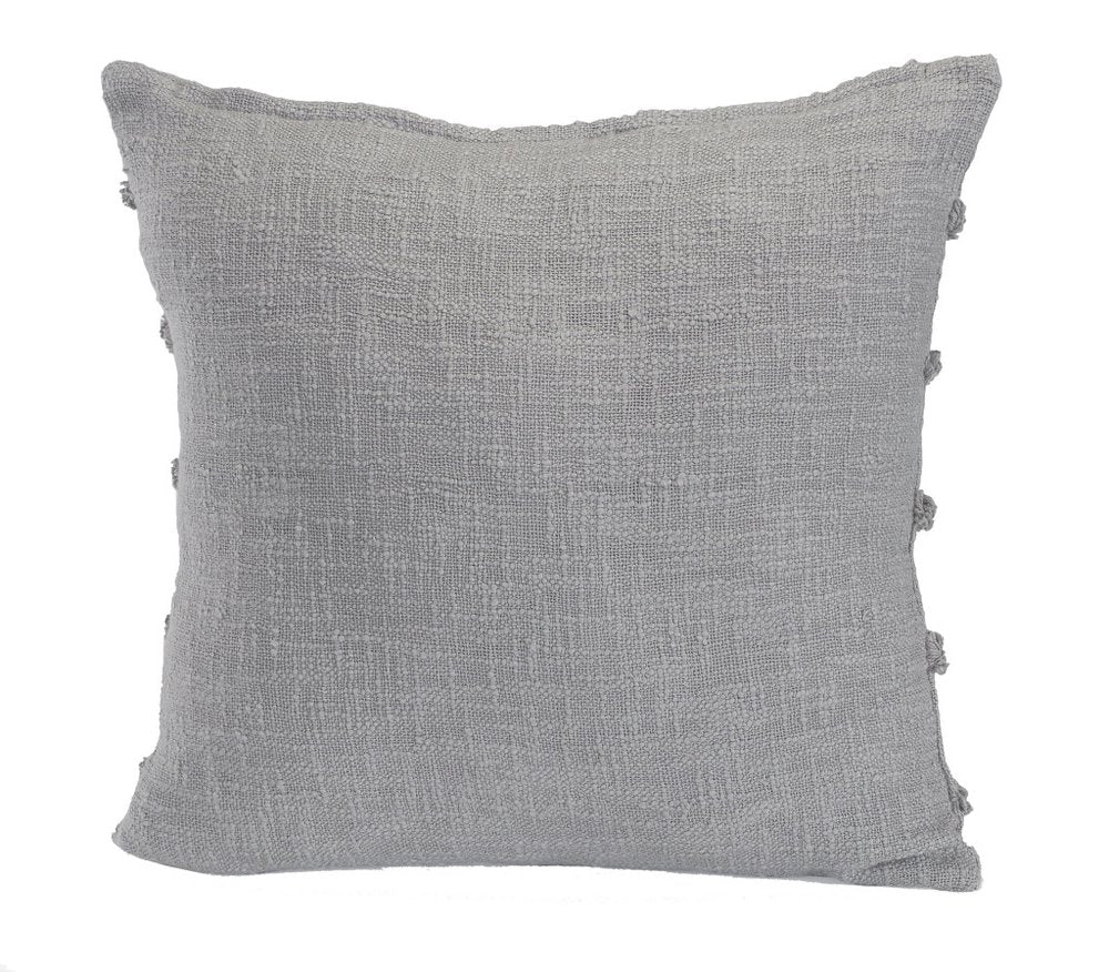 Set of Two Navy Blue Ribbed Cotton Throw Pillow With Fringe
