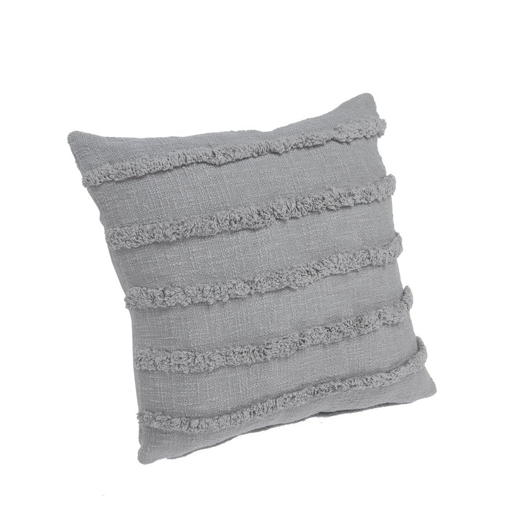 Set of Two Navy Blue Ribbed Cotton Throw Pillow With Fringe