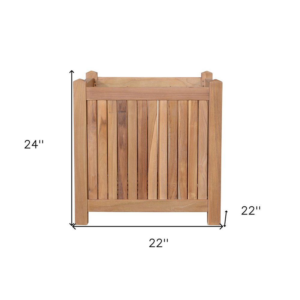 Jardinera cuadrada de madera maciza natural de 22" para interior y exterior