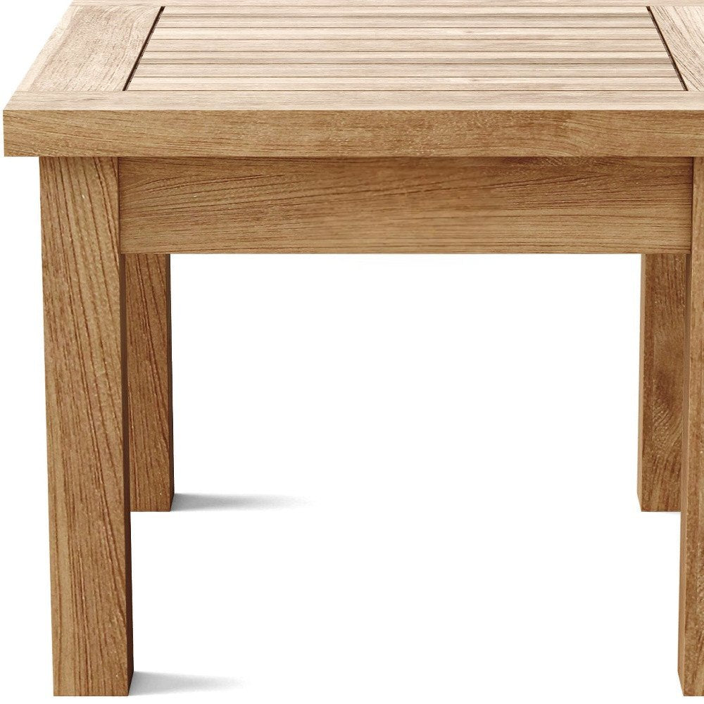 Mesa auxiliar cuadrada de madera maciza natural para exteriores de 20"