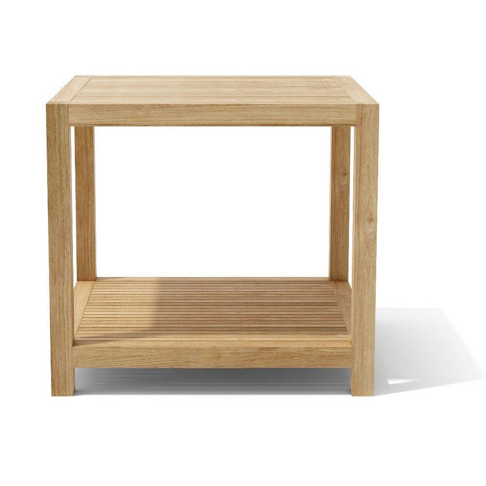 Mesa auxiliar cuadrada de madera maciza natural de 22" para exteriores