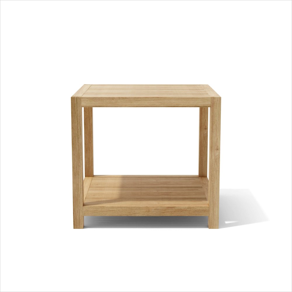 Mesa auxiliar cuadrada de madera maciza natural de 22" para exteriores