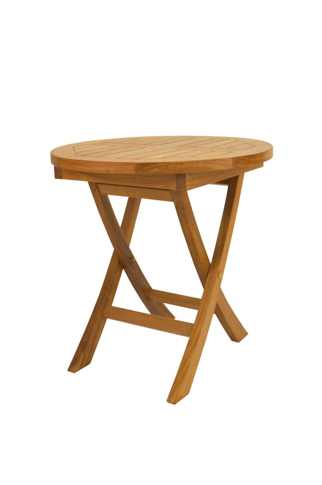 Mesa auxiliar plegable para exteriores de madera maciza natural redondeada de 20"