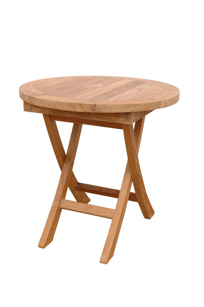 Mesa auxiliar plegable para exteriores de madera maciza natural redondeada de 20"