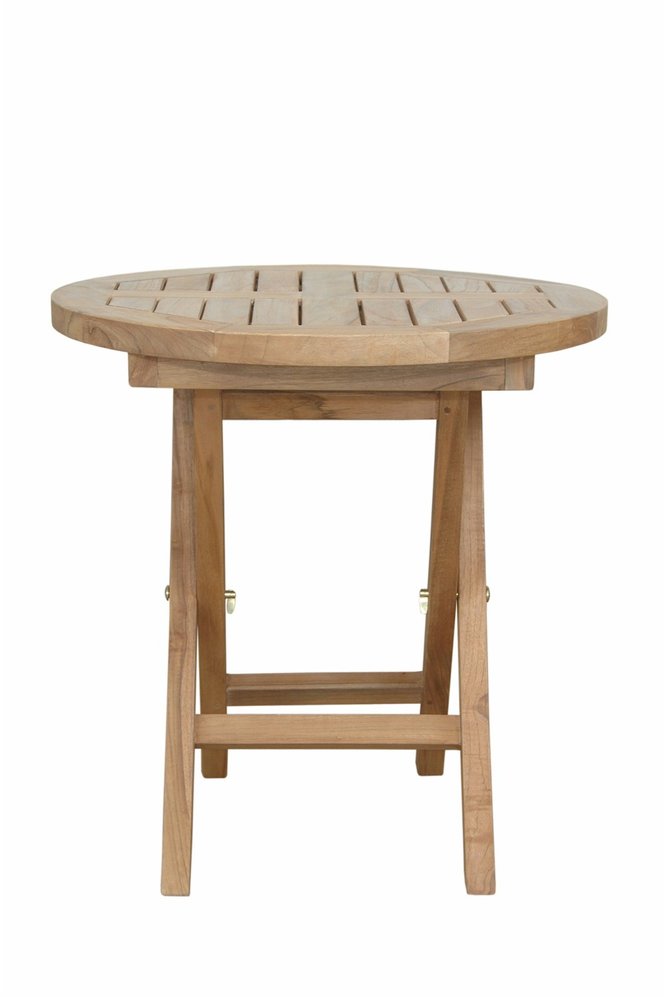Mesa auxiliar plegable para exteriores de madera maciza natural redondeada de 20"