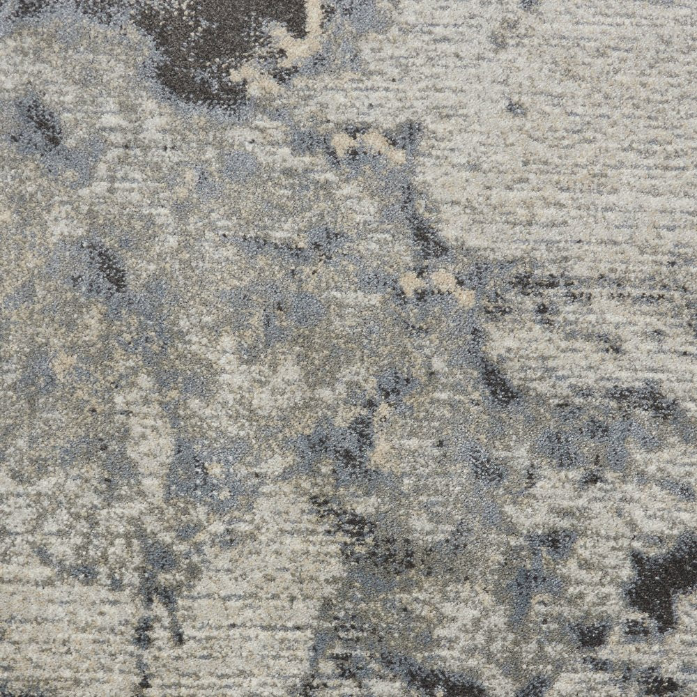 9' X 13' Gray Black and Ivory Abstract Area Rug
