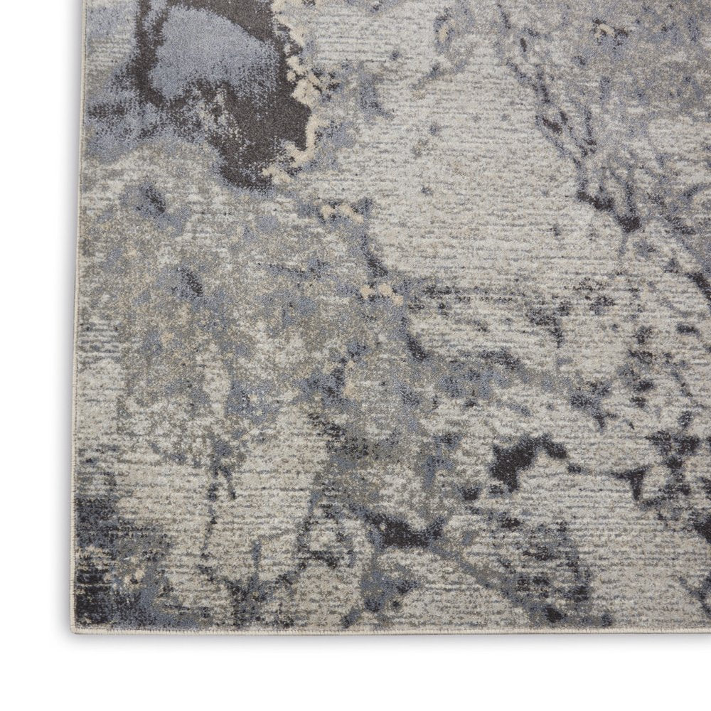 9' X 13' Gray Black and Ivory Abstract Area Rug
