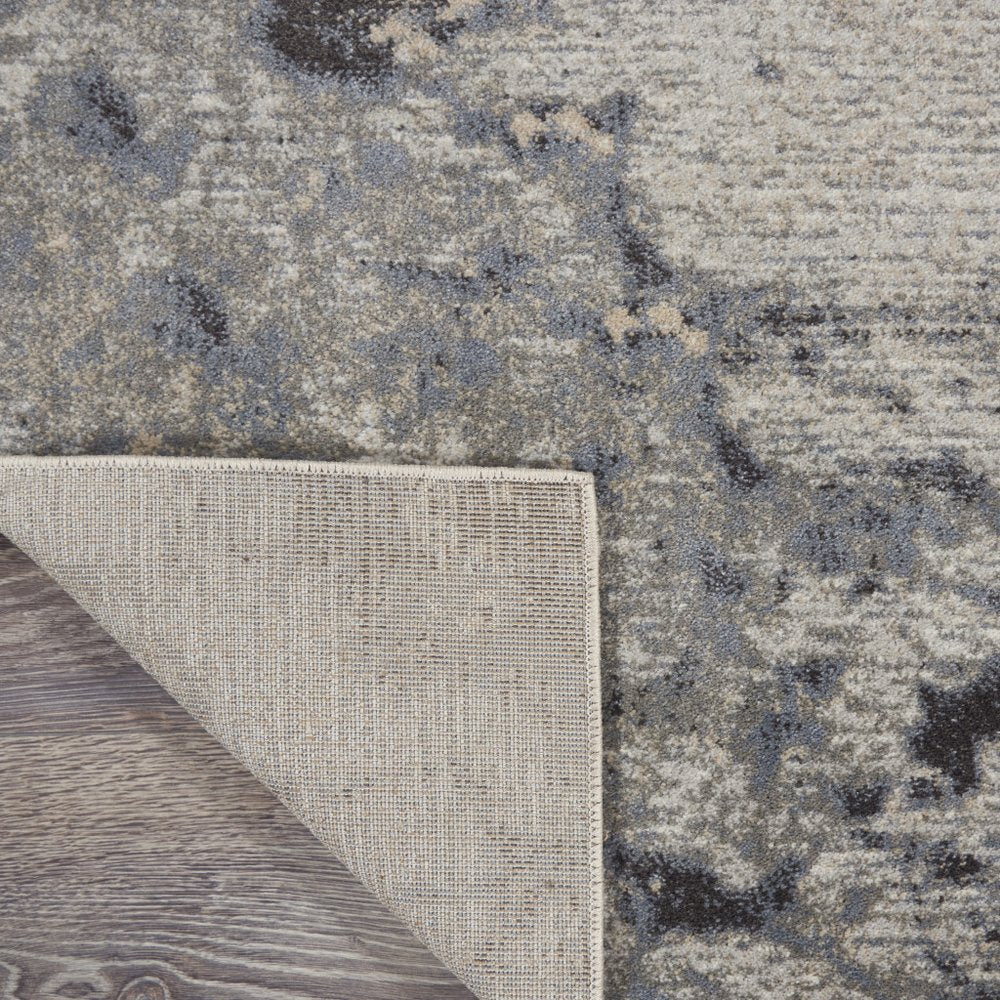 9' X 13' Gray Black and Ivory Abstract Area Rug