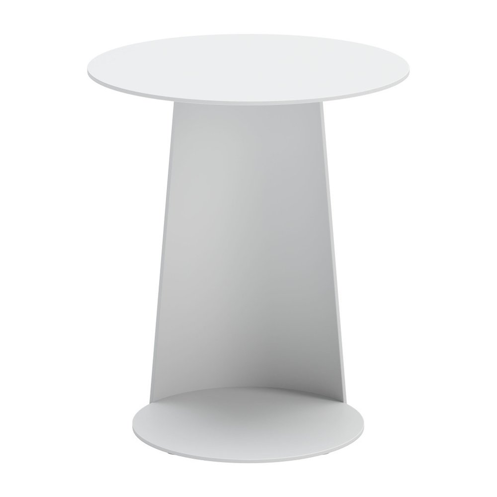 16" White Aluminum Rounded Outdoor Side Table