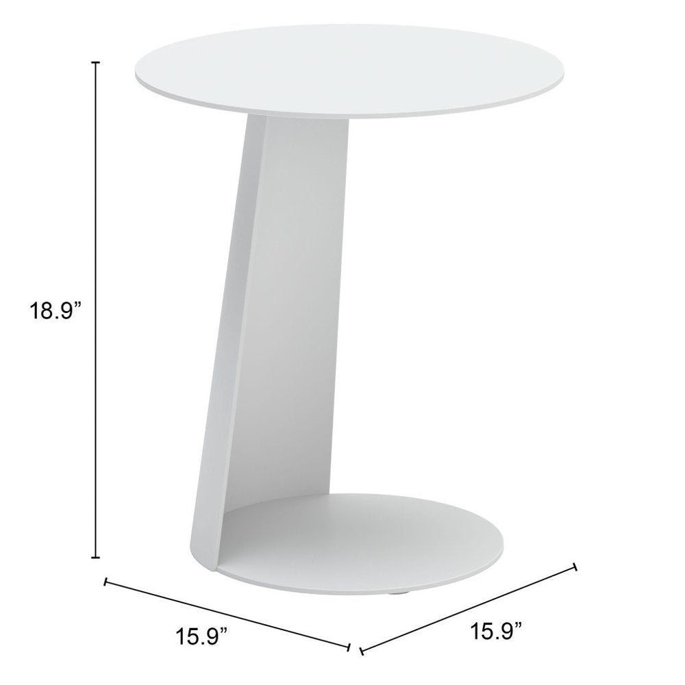 16" White Aluminum Rounded Outdoor Side Table