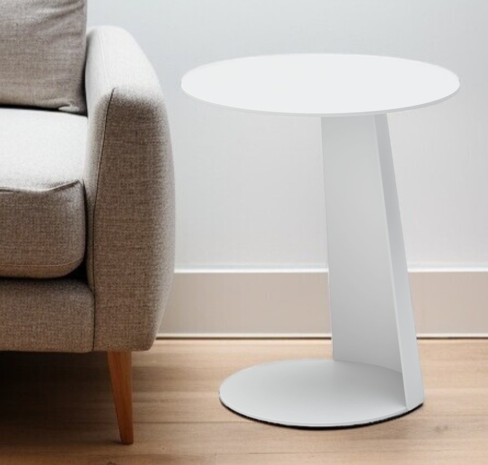 16" White Aluminum Rounded Outdoor Side Table