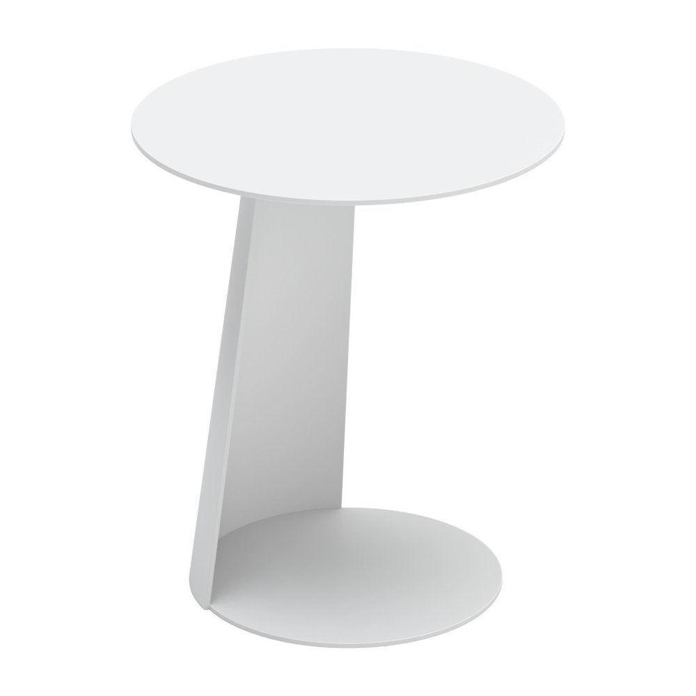 16" White Aluminum Rounded Outdoor Side Table