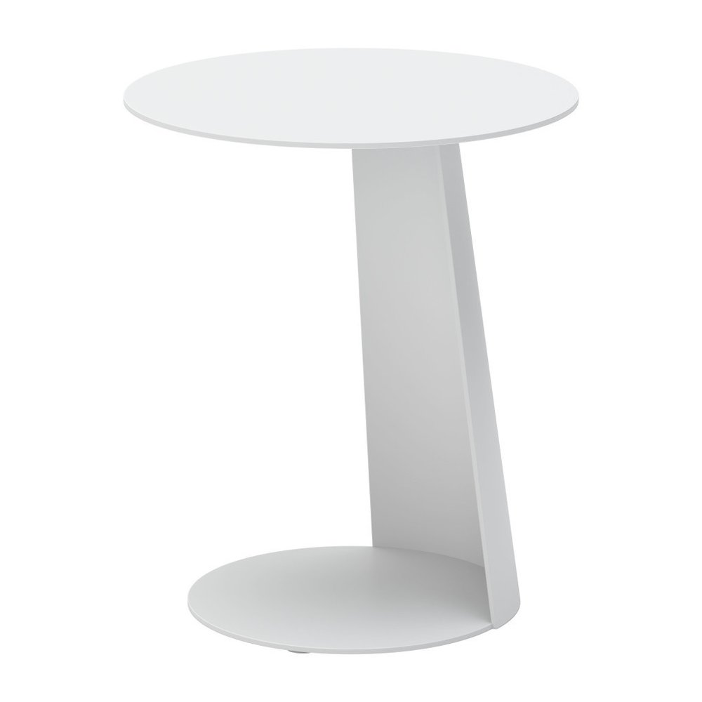 16" White Aluminum Rounded Outdoor Side Table
