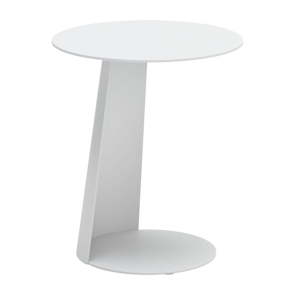 16" White Aluminum Rounded Outdoor Side Table