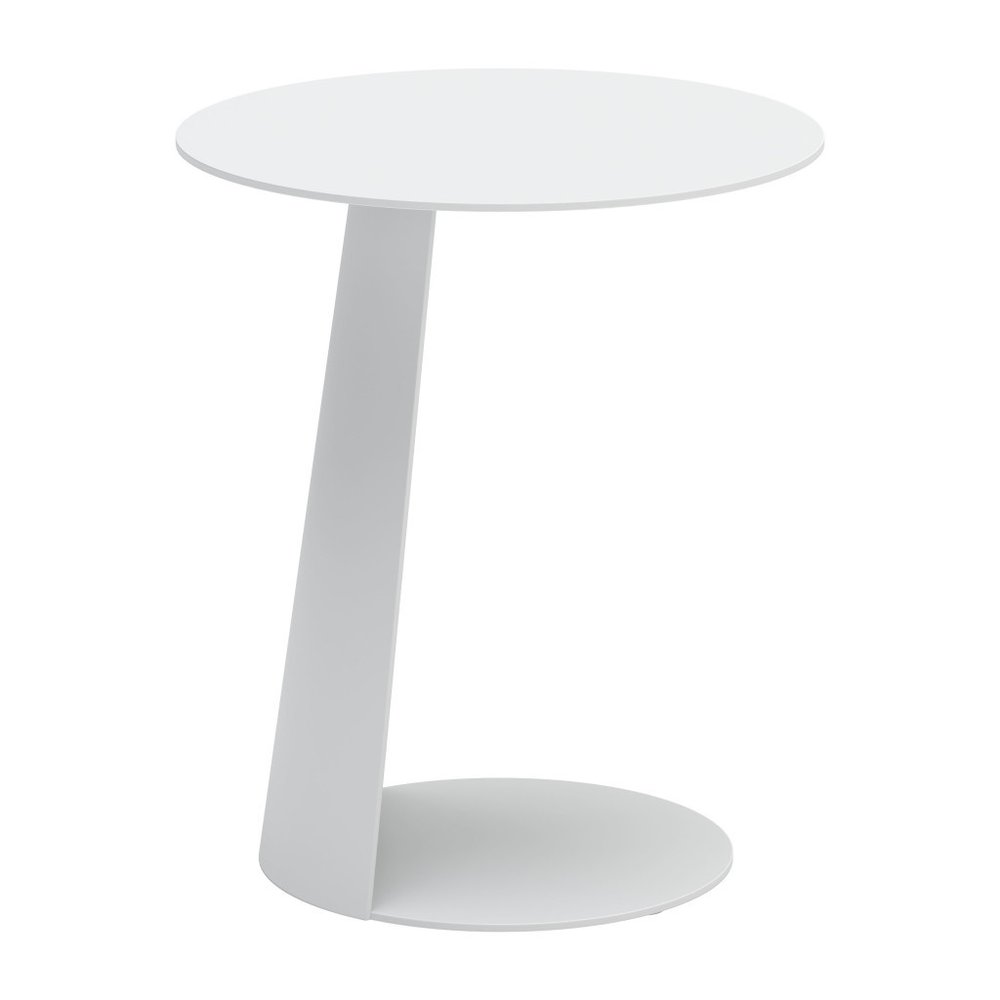 16" White Aluminum Rounded Outdoor Side Table